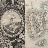 Old illustrated map of the Antilles Guadeloupe Grande-Terre – 1840