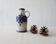 VEB Haldensleben ceramic vase gray and blue with black Fat Lava decor, gray jug vase