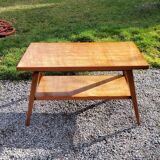 Coffee table of the 50s feet compass double wooden tops