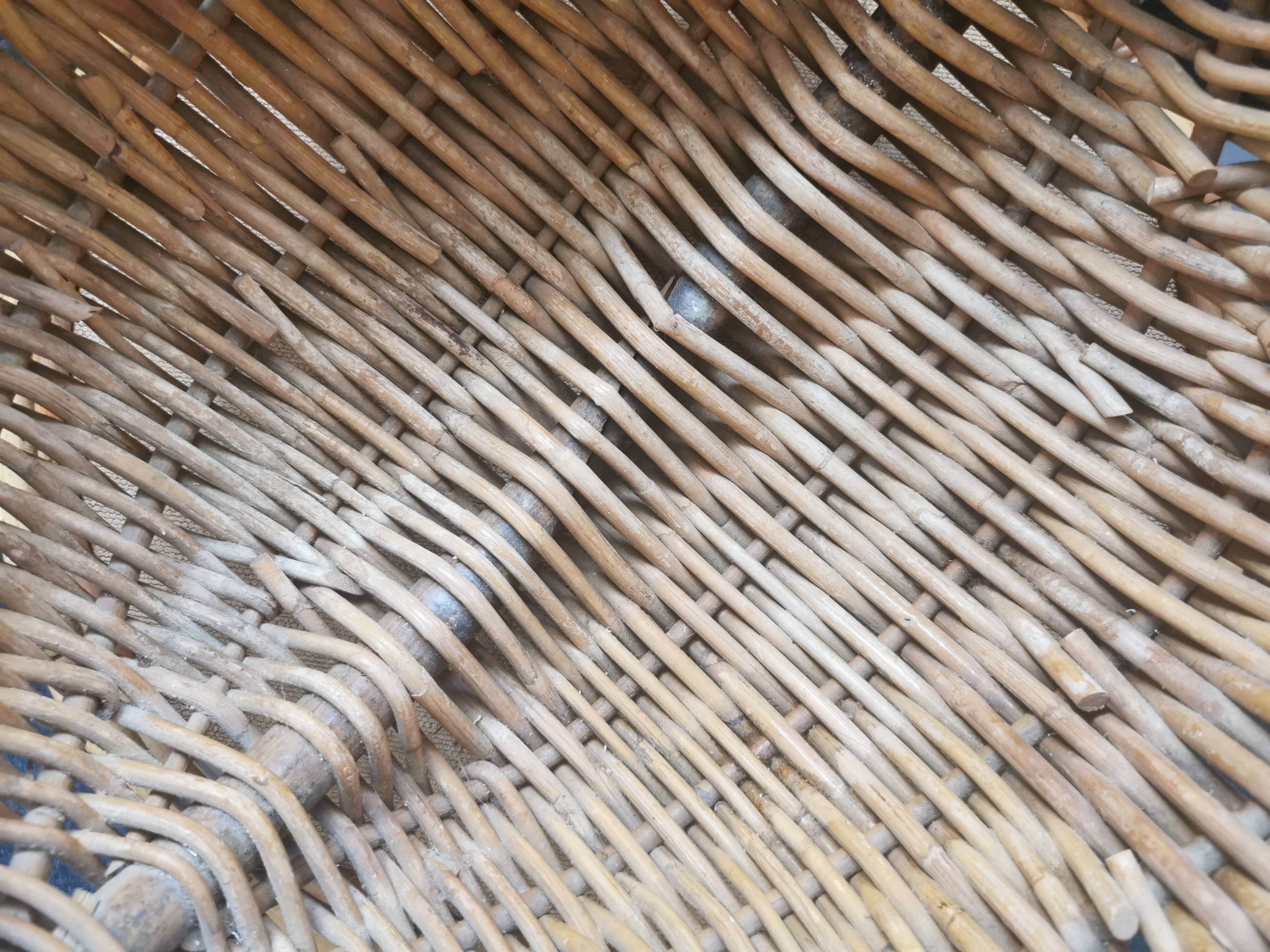 Large vintage basket braided wicker