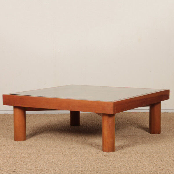 Square coffee table, handcrafted marquetry, 1985