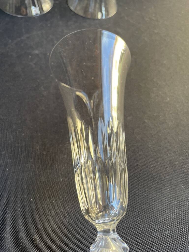 6 Saint Louis champagne flutes cut Lozère service stamped