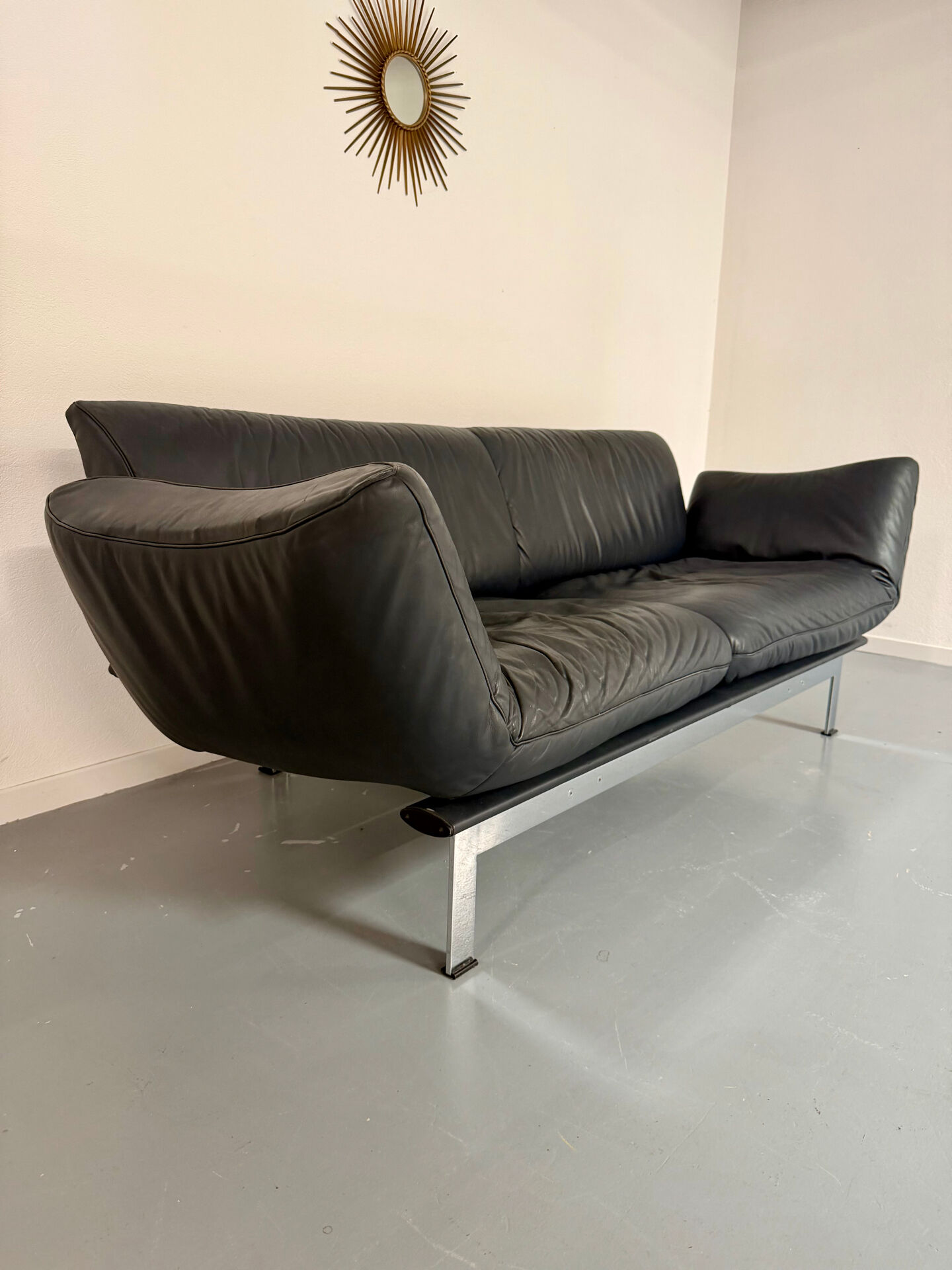 De Sede DS 140 midnight blue 3-seater vintage leather sofa 1980s design