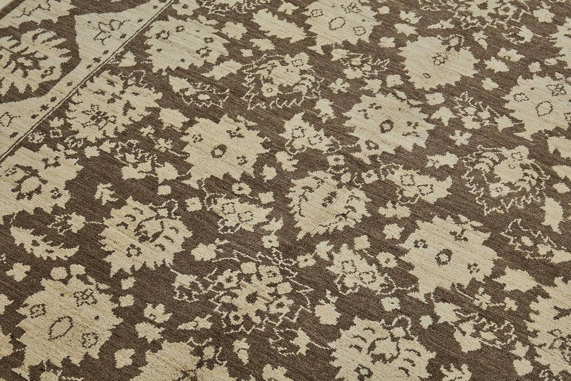 Tapis Oushak en laine noué à la main, 152 cm x 245 cm