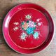Old Red Plate Signed - Hand-Painted Floral Decoration
