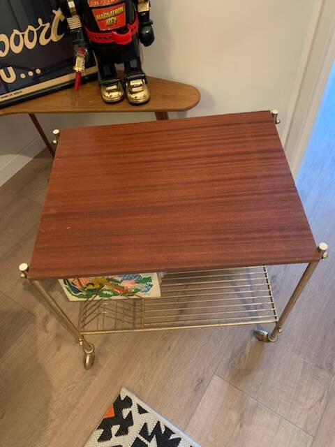 Vintage vinyl storage table trolley