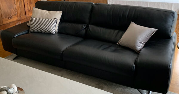 Canapé roche bobois 3 places - accoudoirs larges/cuir (l. 240 x h. 82