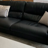 Roche Bobois 3-seater sofa - wide armrests/leather (l. 240 x h. 82)