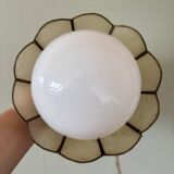 Globe table lamp with vintage opaline and mother-of-pearl shade