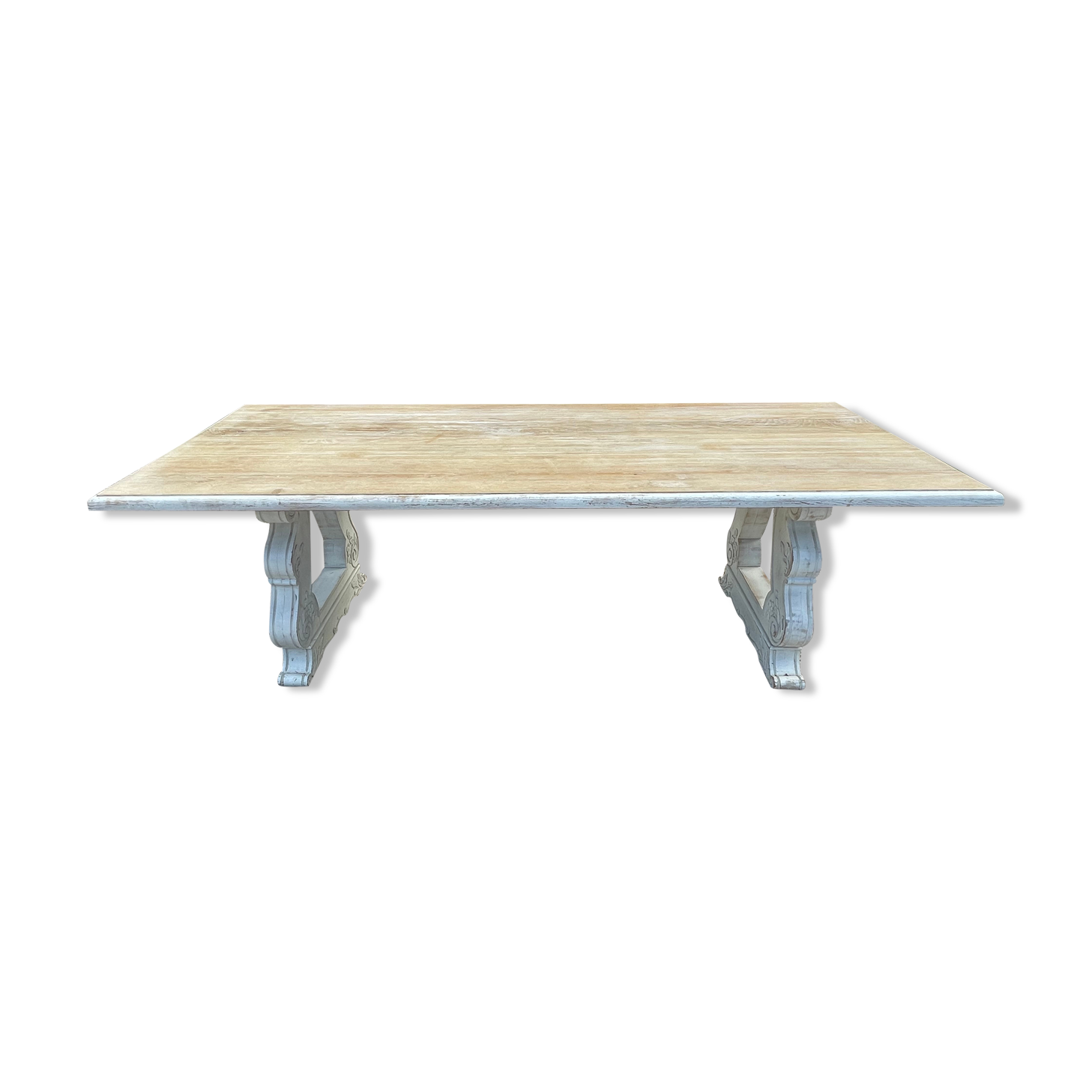 Patinated solid wood dining table, provencal castle