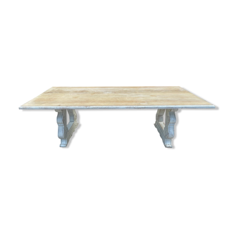 Table à manger bois massif patinée, chateau provençal