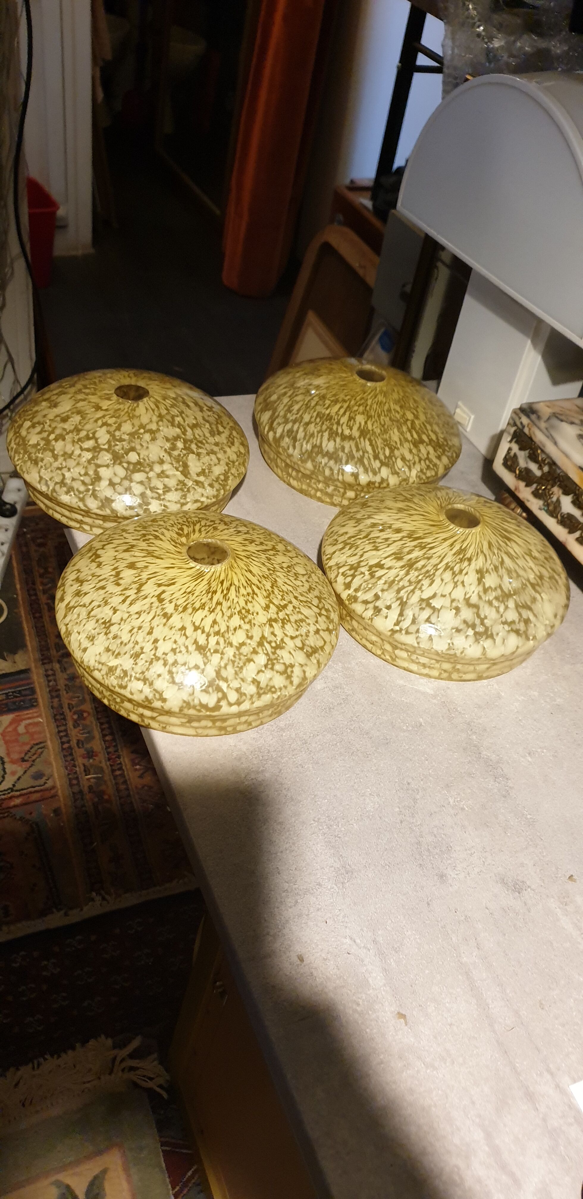 4 Speckled glasses for vintage bauhaus suspension