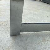 Large round table slab of stainless glass base