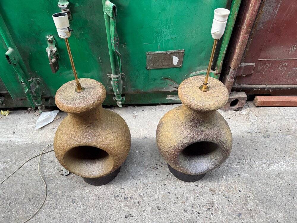 Set of 2 Danish modernist stoneware lamps from the mid-century, 1960s