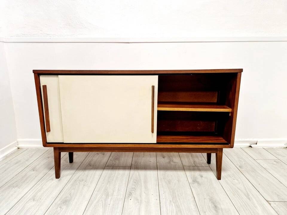 Mid Century Swedish Teak Sideboard White Synthetic Doors