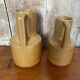 Pair of antique brenne pitchers in beige french stoneware vintage