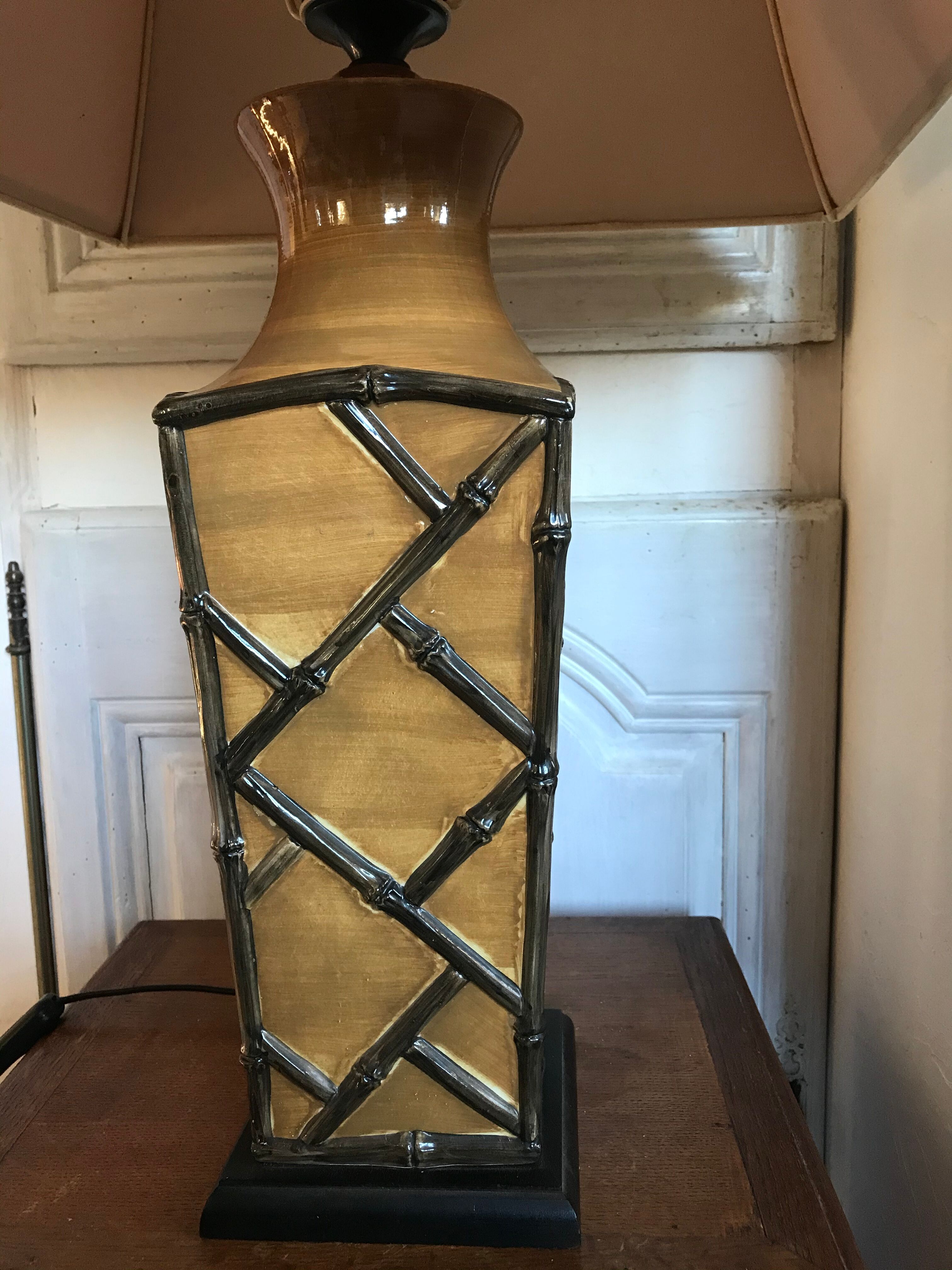 Vintage ceramic lamp bamboo style