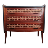 Teak and rattan chest of drawers feet compass