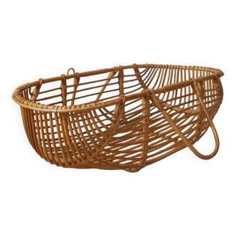 Berceau couffin Moĩse en rotin fabrication artisanale rotin osier vintage