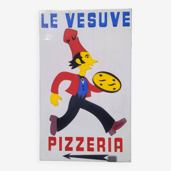 old illuminated sign Pizza le Vesuve