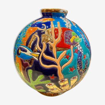 Longwy Enamel Ball Vase