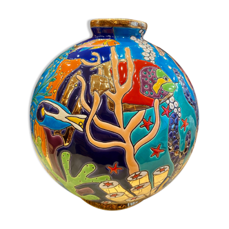 Longwy Enamel Ball Vase