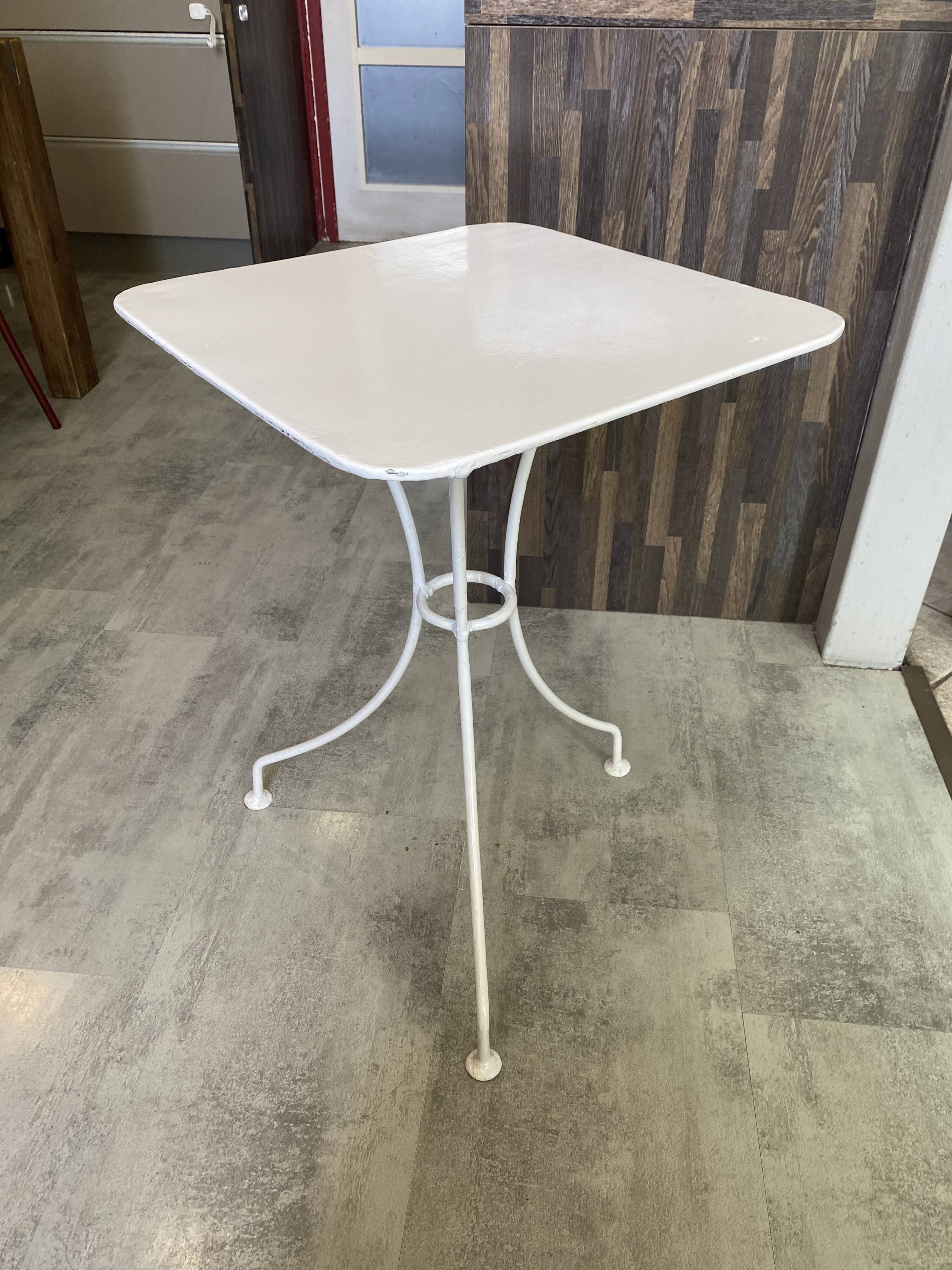 White square bistro table for bar café terrace garden metal 1950 white