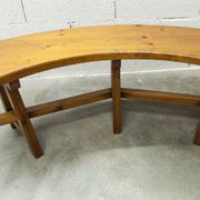 Brutalist ensemble round table 113cm and its 4 rounded stools 1960
