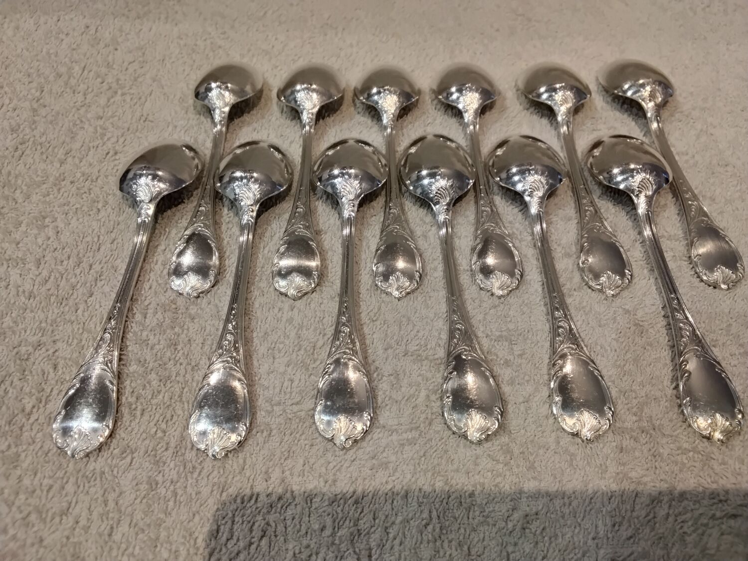 12 silver-plated metal teaspoons by Christofle Marly, 13.6cm