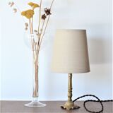 Bedside lamp in gold metal and linen lampshade