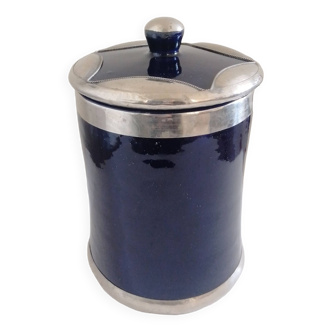 Decorative terracotta pot / Klein blue apothecary set with silver metal