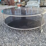 Round coffee table top in black glass
