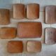 Set plates and Scandinavian dish in vintage solid wood