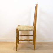 Chaise rustique avec siège tissé Espagne années 1950