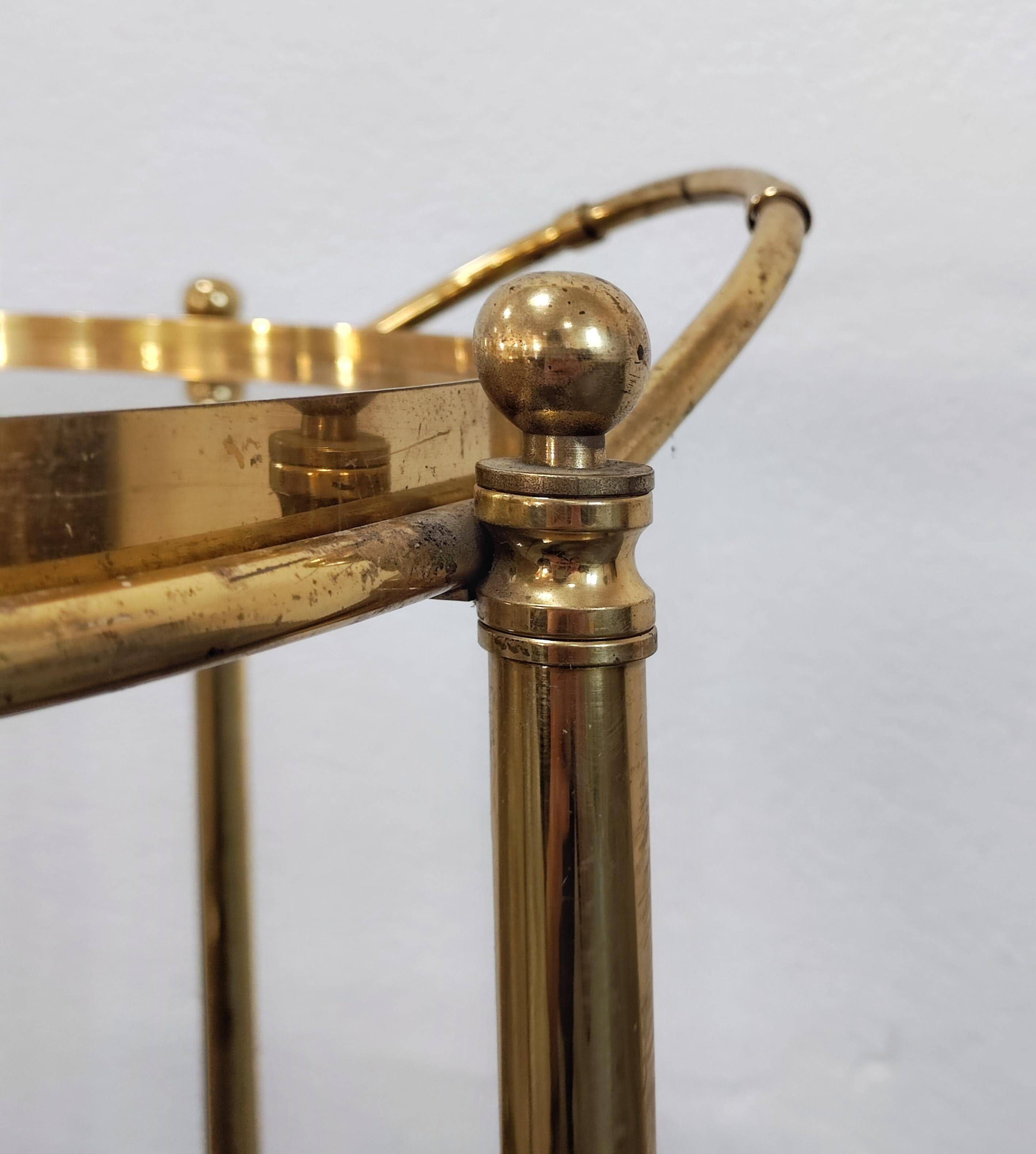 Hollywood Regency bar cart in bronze and smoked glass, 1950s
