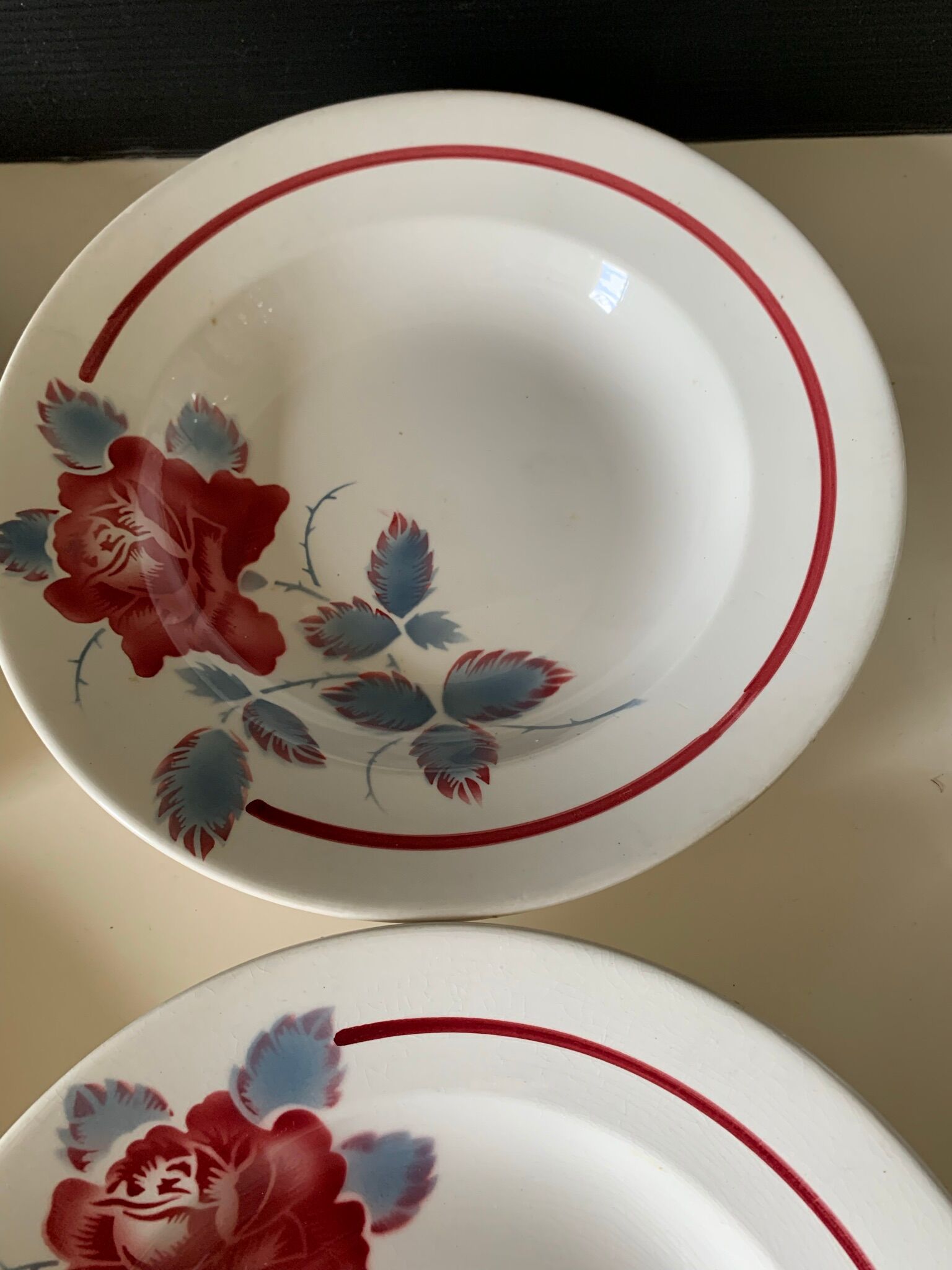 4 Digoin earthenware plates