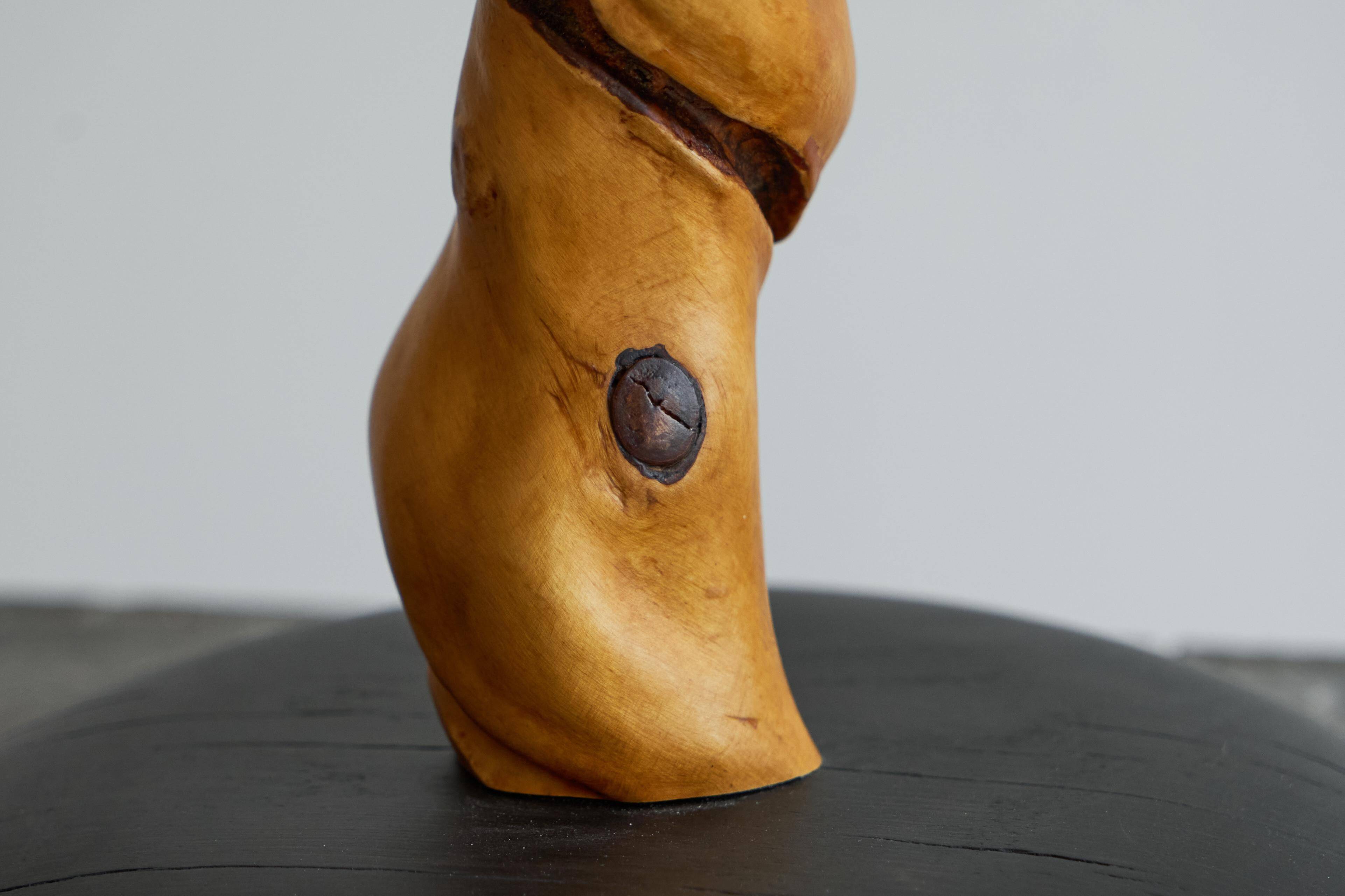Table lamp acacia trunk oak 1950s