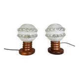 Paire de lampes de table portugaises en bois du milieu du siècle