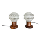 Pair Portuguese mid century wooden  table lamps