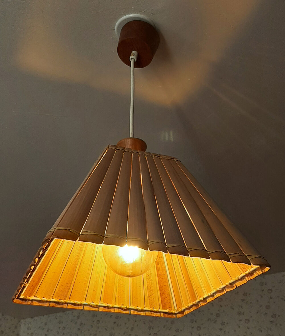Square bamboo pendant lamp, vintage