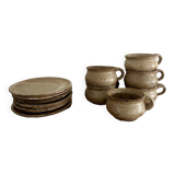 6 stoneware cups and saucers