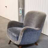 Very rare Teddy sofa from angle Berga Mobler khaki green velvet