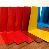 Mid-century German colourful minimalist metal bookends by Soennecken, 1960s, set of 16.