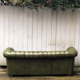 Chesterfield green leather sofa