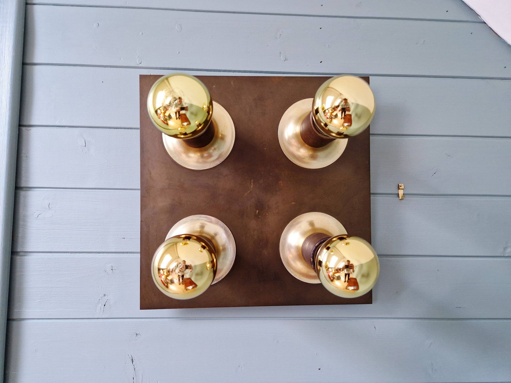 Space Age ceiling light/wall lamp in brass, Cosack Leuchten, 1970.