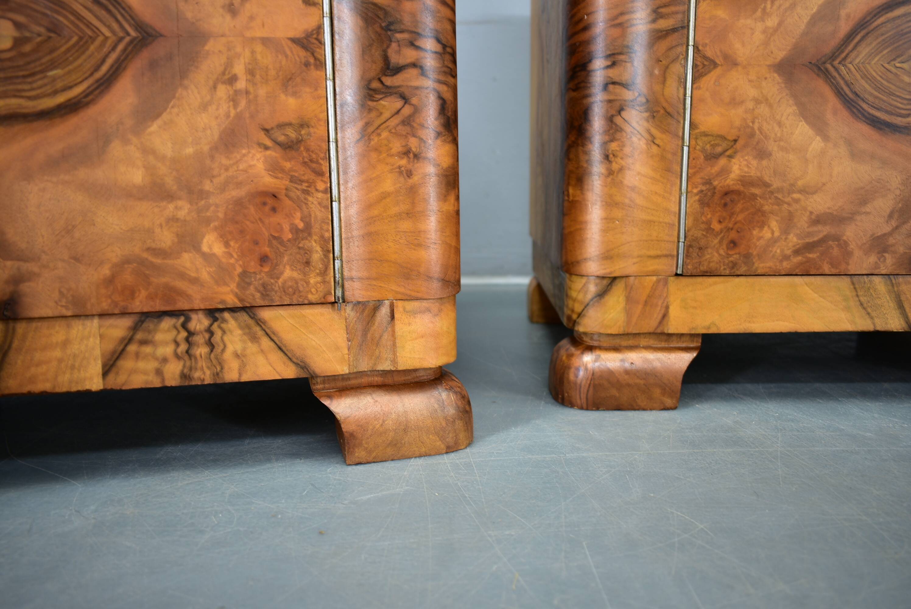1935s pair of rare art deco bedside tables, Czechoslovakia