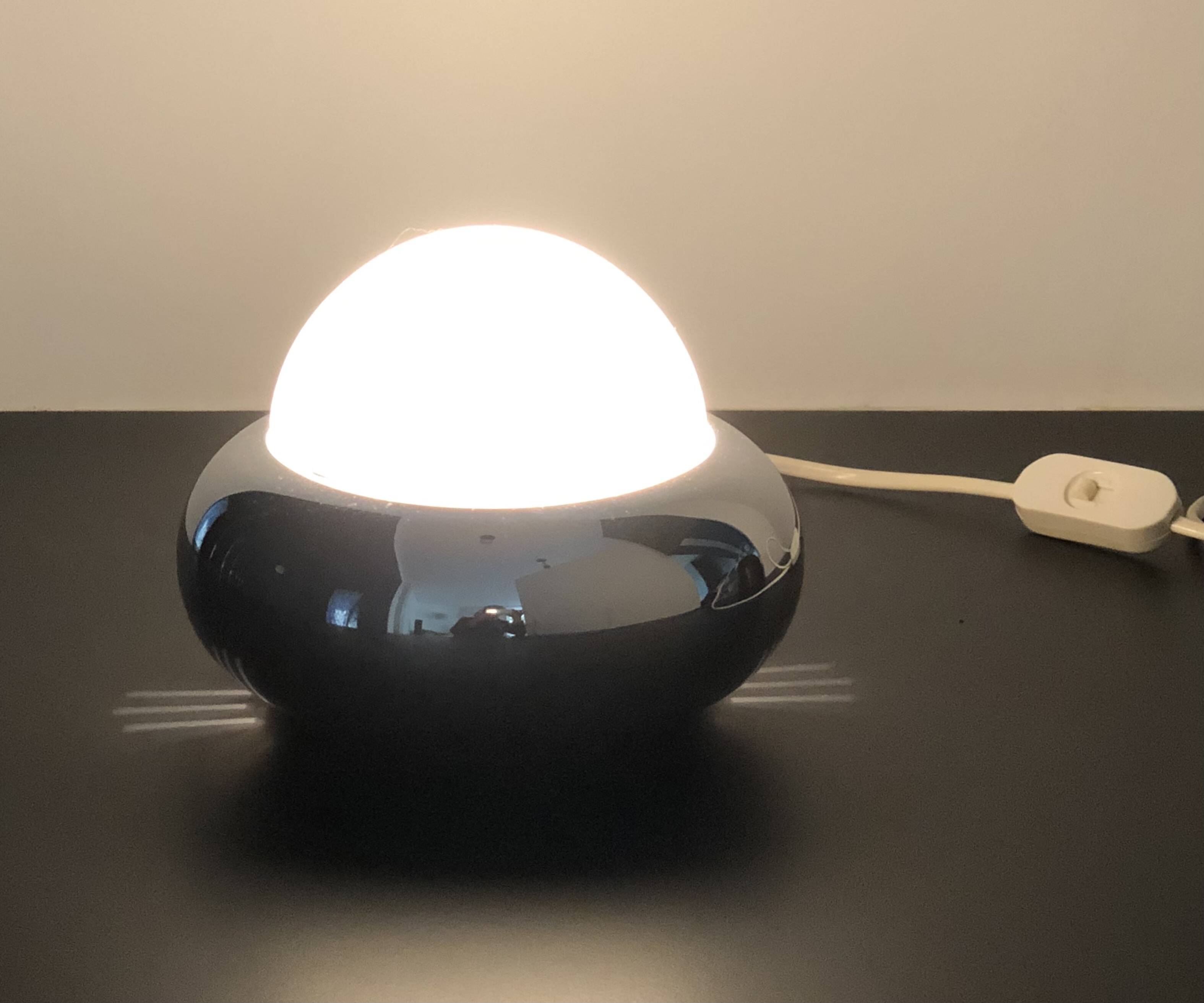 Chrome UFO lamp model c359 by LUCI, Italy 1970s