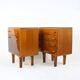 Set Of Mid Century Bedside Tables In Walnut And Black Glass, Czechoslovakia