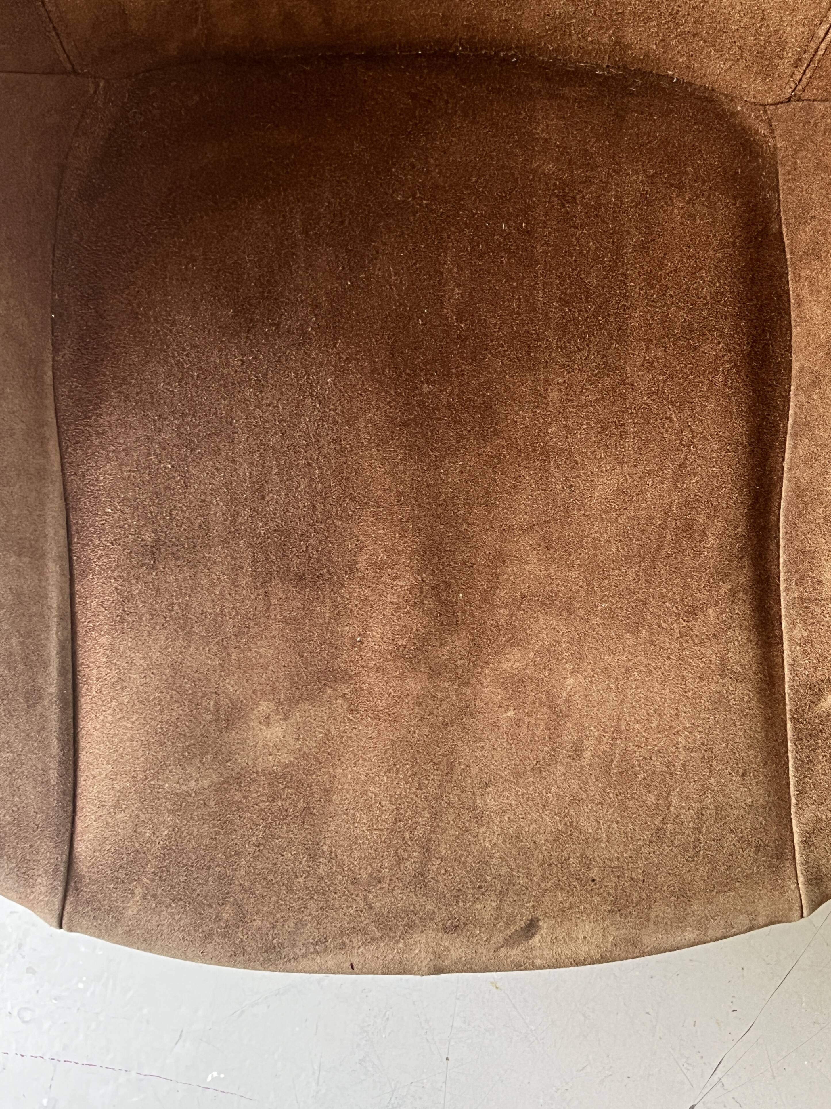 Designer armchair in brown suede circle ballon by Lusch & Co, Germany 1970s