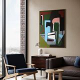 Original abstract painting "Powerful alignment" on canvas 100x81cm.